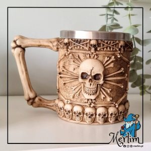 Caneca de decorativa com Caveira e esqueleto