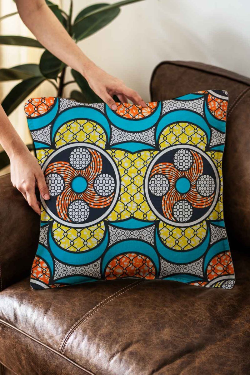 Capa de almofada laranja e azul - Image 3