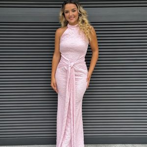 Vestido comprido rosa