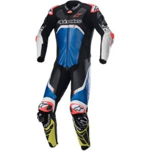 Fato Alpinestars | GP TECH V4 1 PEÇA – BLACK/BLUE/YELLOW