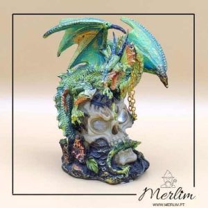 Dragão e Caveira em resina decorativa com Luz