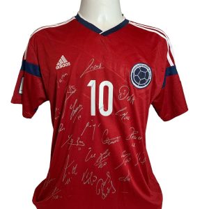 Camisa Colômbia 2014 autografada pelo elenco
